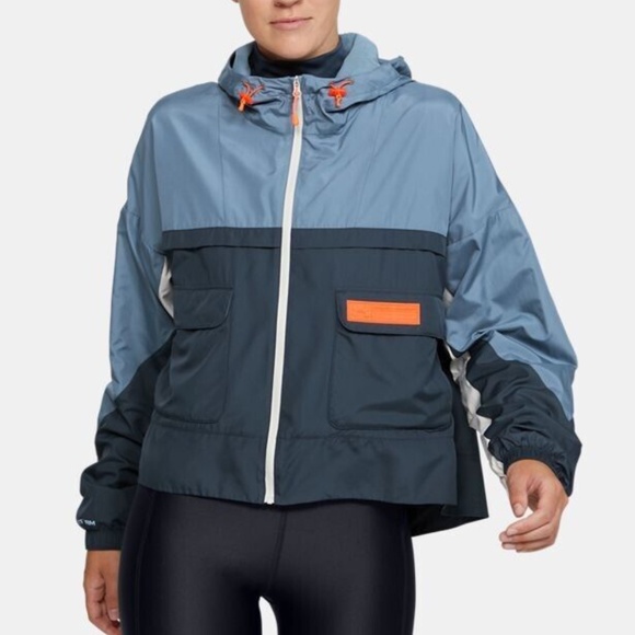 Under Armour Always On Blue And Orange Windbreaker Jacket Size Large - Picture 4 of 4